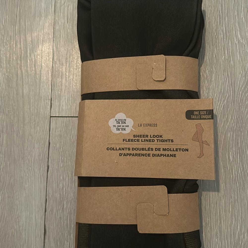Sheer look fleece lined tights